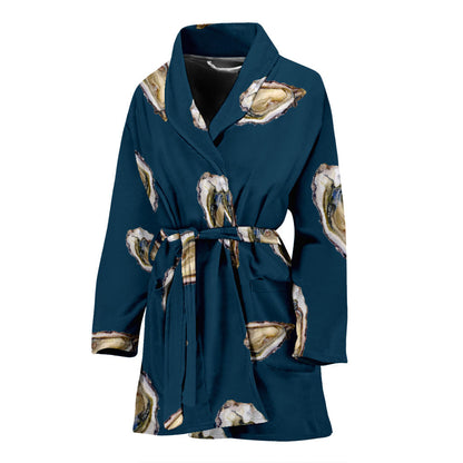 Oyster Pattern Print Design 03 Women Bathrobe