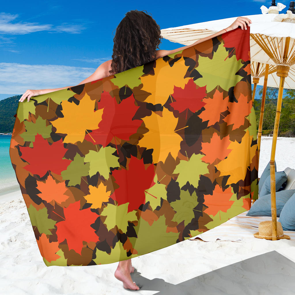 Maple Leaf Pattern Print Design 05 Sarong Pareo Wrap
