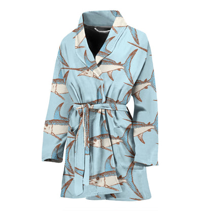 Swordfish Pattern Print Design 01 Women Bathrobe