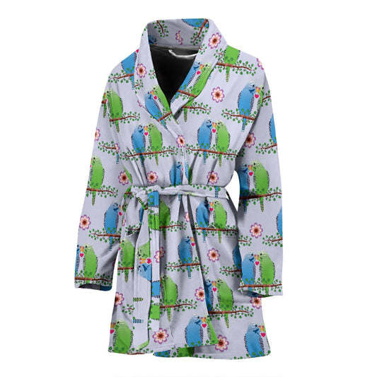 Budgerigar Pattern Print Design 05 Women Bathrobe