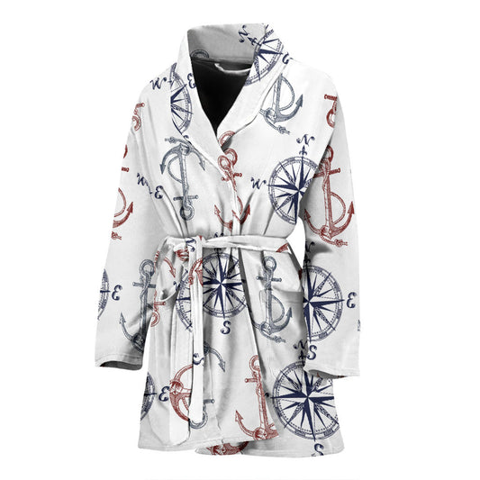 Anchor Pattern Print Design 06 Women Bathrobe