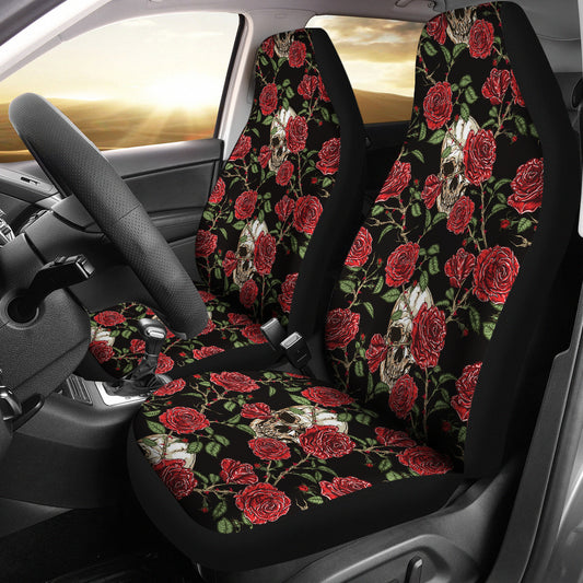 Skull And Roses Print Design LKS303 Car Seat Covers