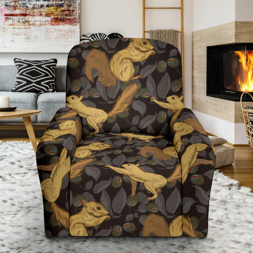 Squirrel Print Design LKS309 Recliner Slipcover with Pocket