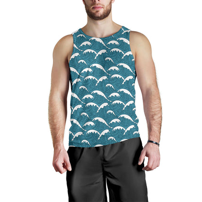 Surf Wave Tribal Design Men Tank Top