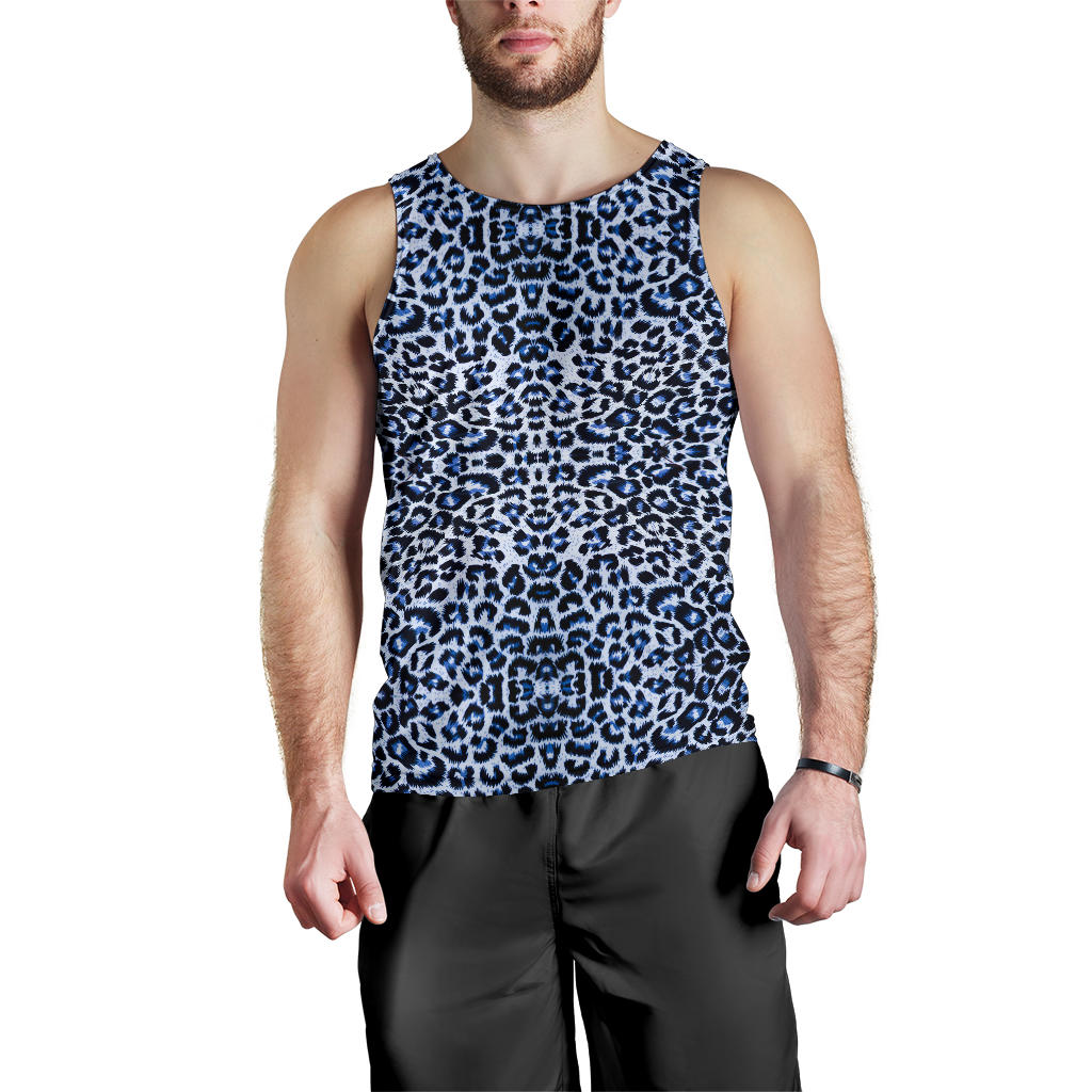 Leopard Blue Skin Print Men Tank Top