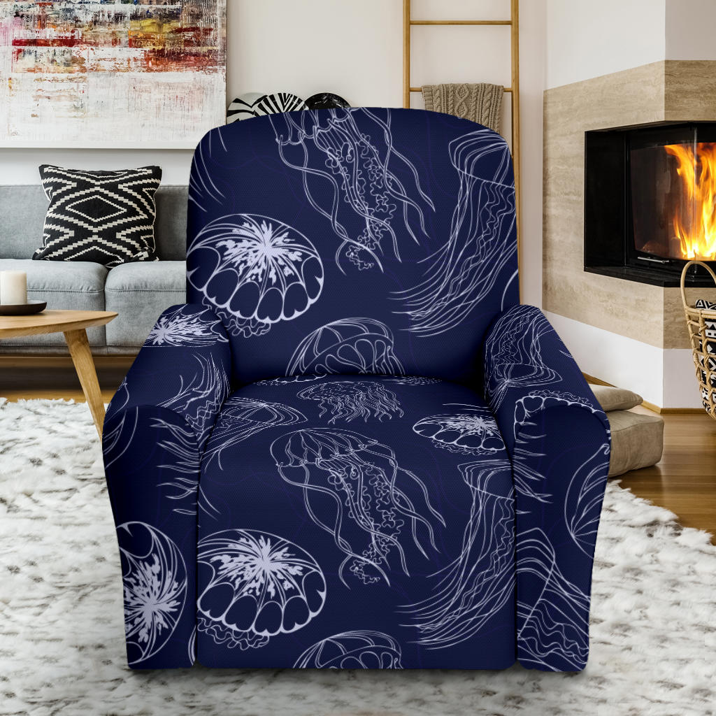 Jellyfish Pattern Print Design 05 Recliner Slipcover with Pocket