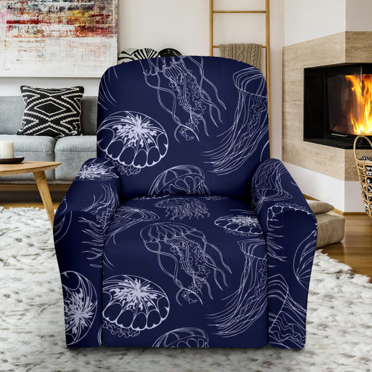 Jellyfish Pattern Print Design 05 Recliner Slipcover with Pocket
