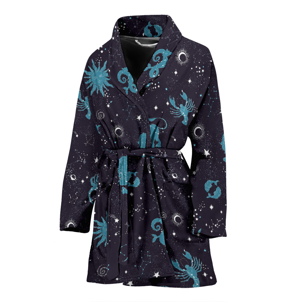 Zodiac Print Design LKS303 Women Bathrobe