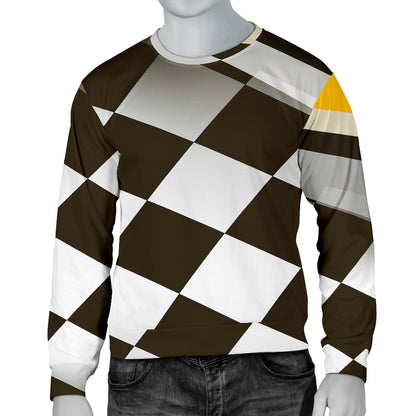 Checkered Flag Racing Style Men Long Sleeve Sweatshirt