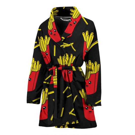 French Fried Pattern Print Design 03 Women Bathrobe