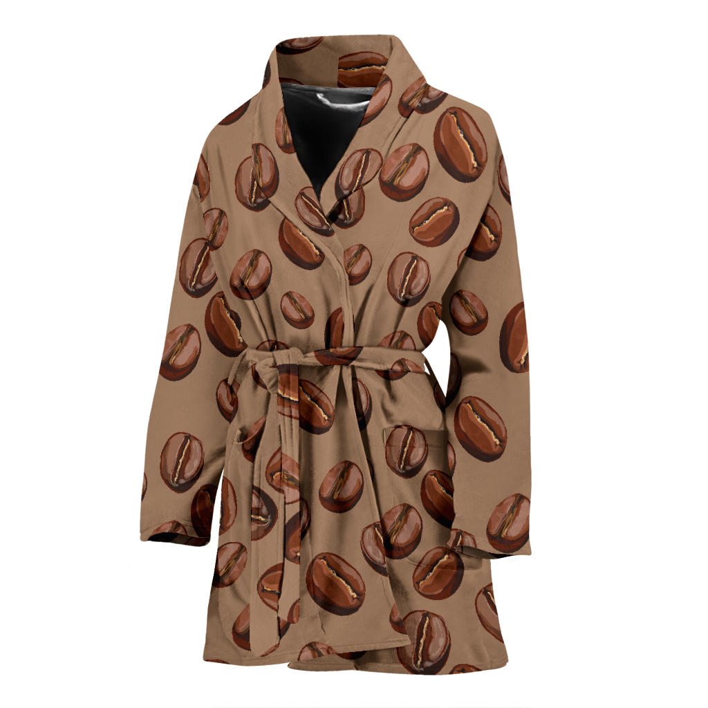 Coffee Pattern Print Design 07 Women Bathrobe