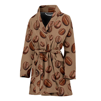 Coffee Pattern Print Design 07 Women Bathrobe