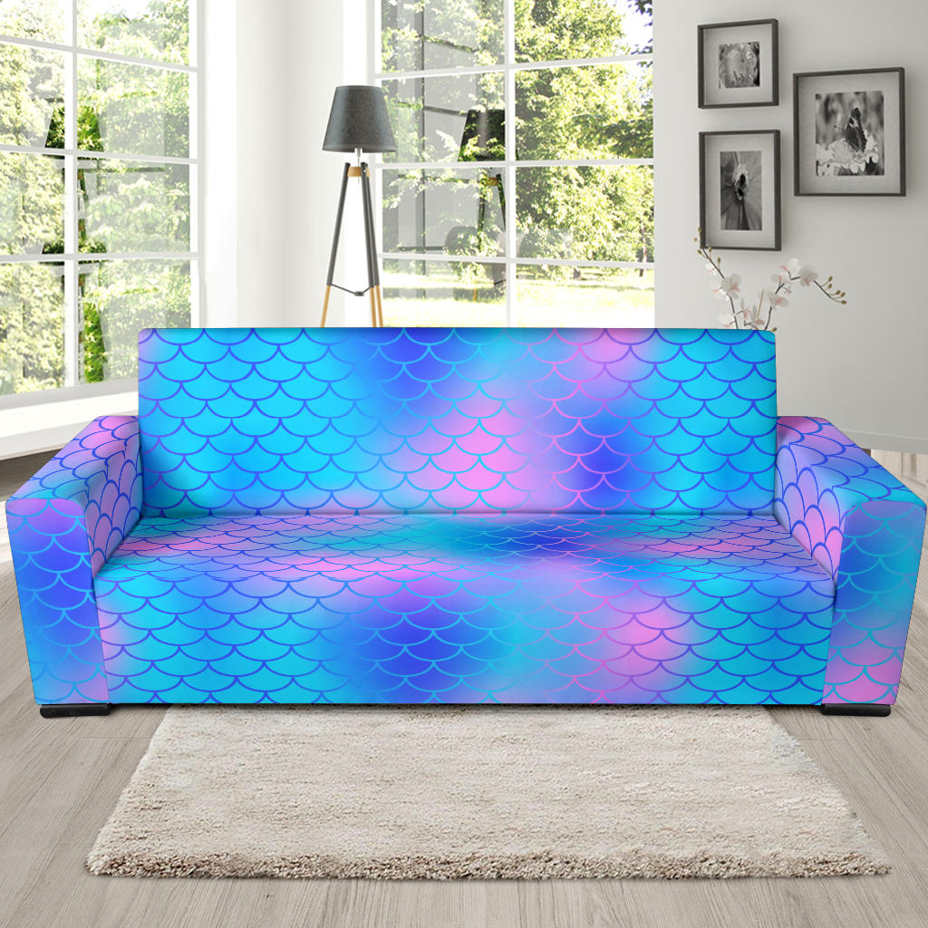 Mermaid Scales Pattern Print Design 04 Sofa Slipcover