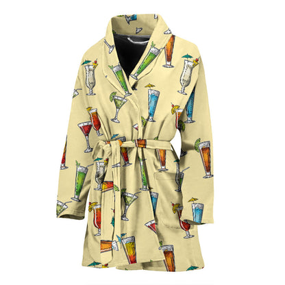 Cocktail Pattern Print Design 02 Women Bathrobe