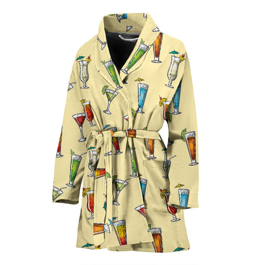 Cocktail Pattern Print Design 02 Women Bathrobe