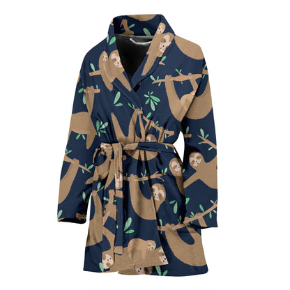 Sloth Print Design LKS307 Women Bathrobe