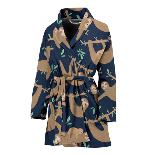Sloth Print Design LKS307 Women Bathrobe