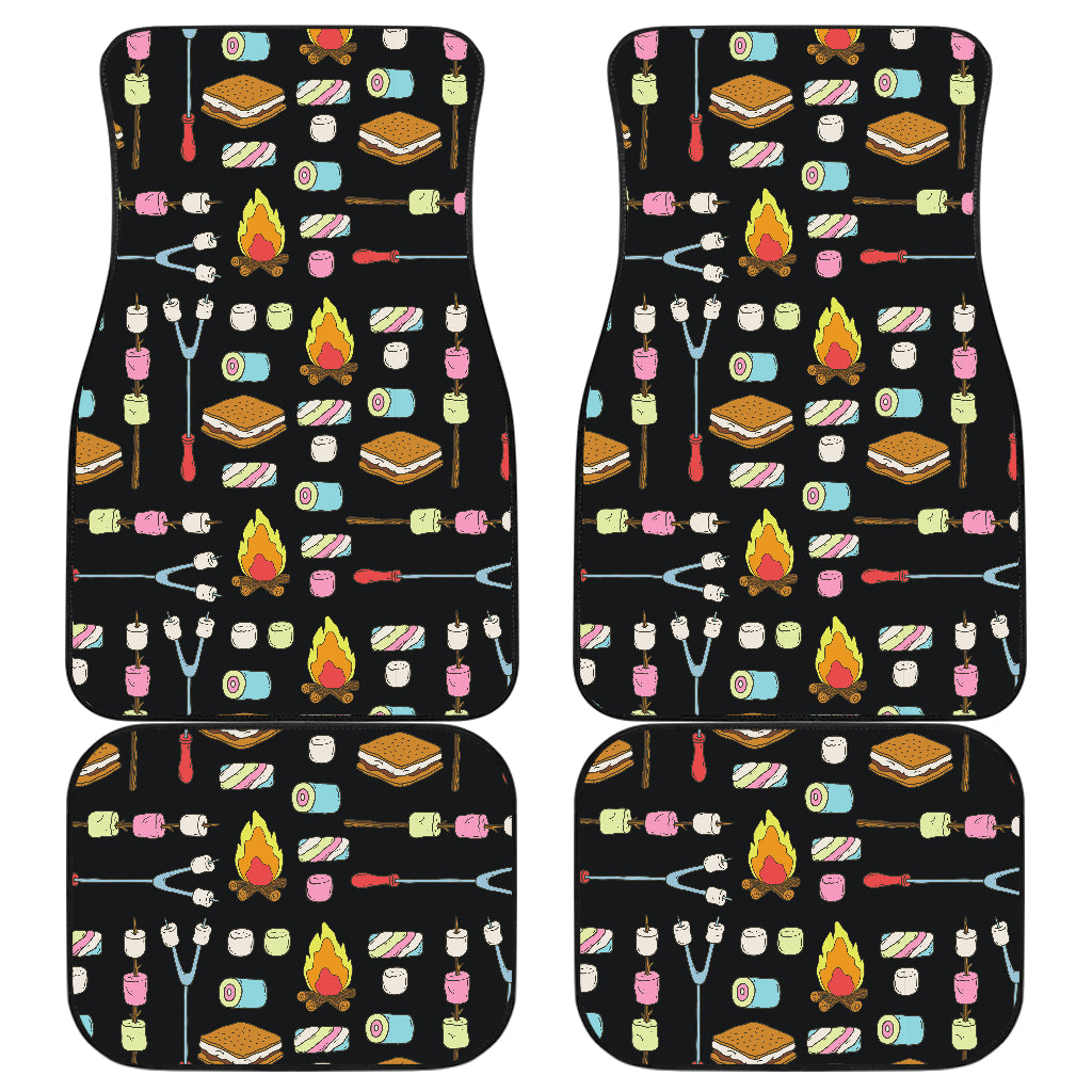 Camping Campfire Marshmallows Car Floor Mats Front Back