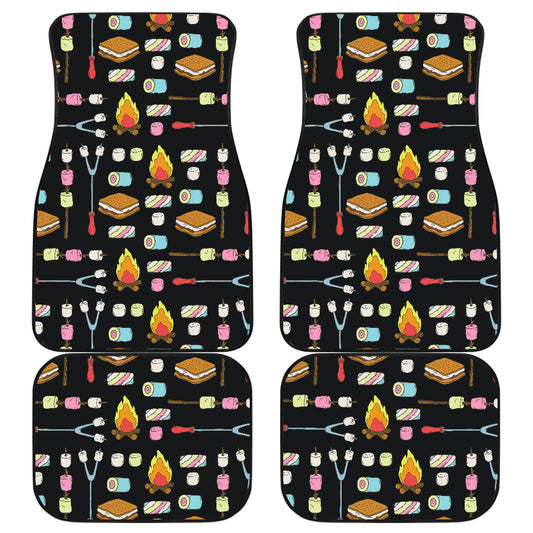 Camping Campfire Marshmallows Car Floor Mats Front Back