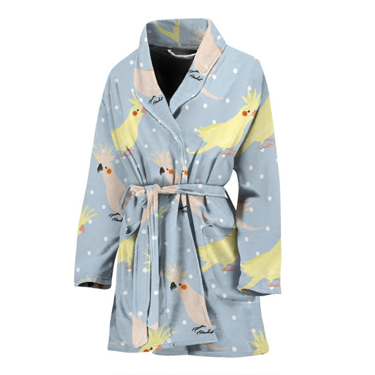 Cockatiel Pattern Print Design 03 Women Bathrobe
