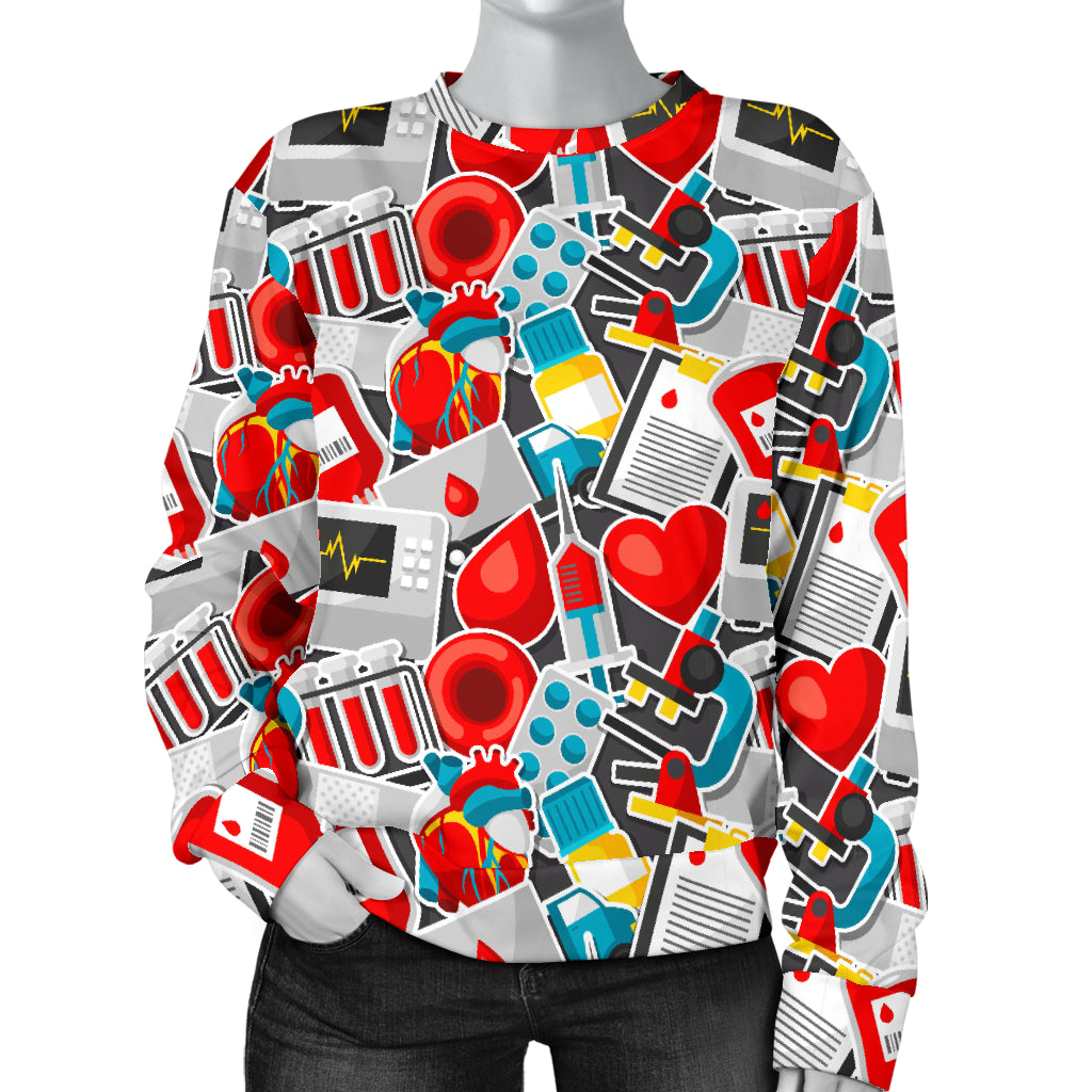 Phlebotomist Medical Themed Women Long Sleeve Sweatshirt