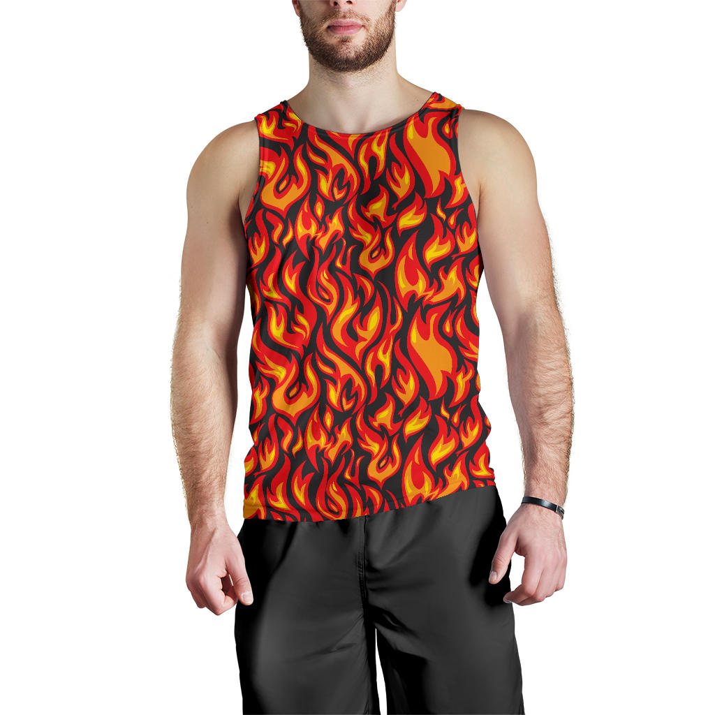 Flame Fire Print Pattern Men Tank Top