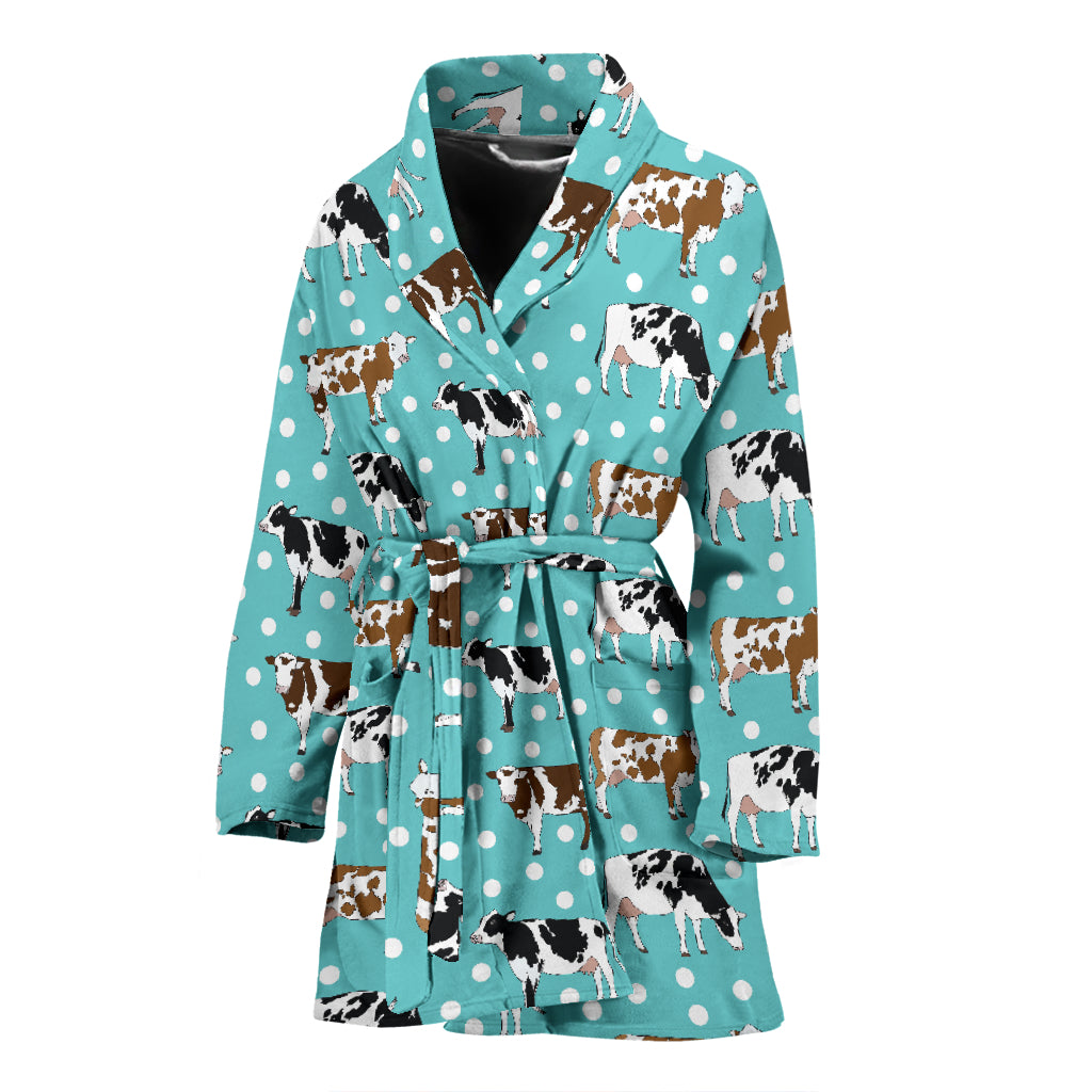 Cattle Print Design LKS405 Women Bathrobe