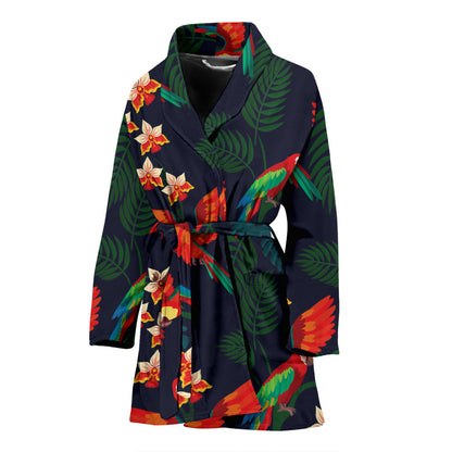 Macaw Pattern Print Design 02 Women Bathrobe