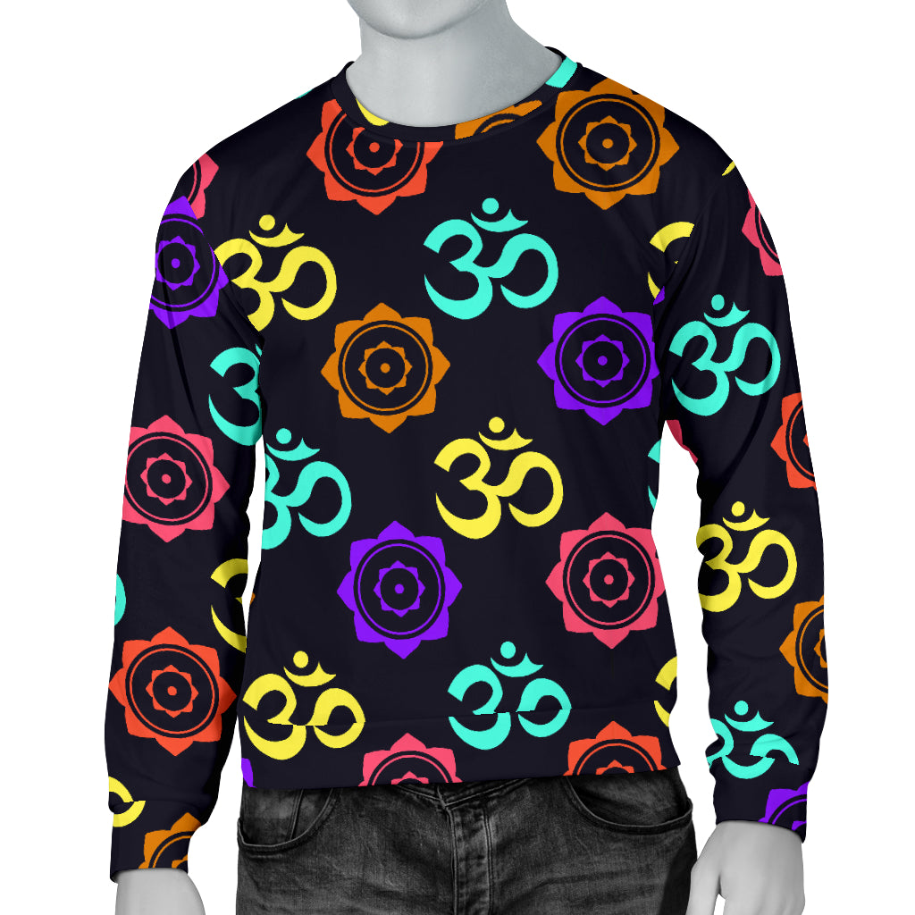Chakra OM Print Pattern Men Long Sleeve Sweatshirt
