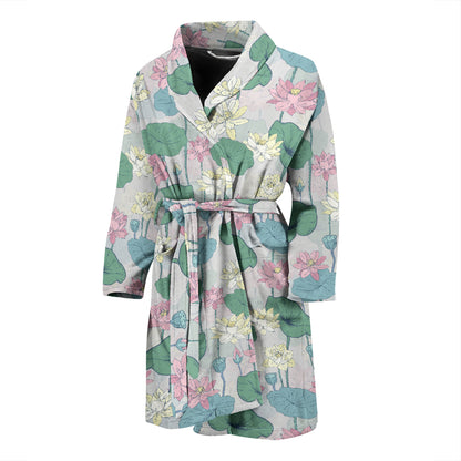 Water Lily Print Design LKS305 Men Bathrobe