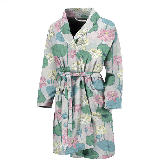 Water Lily Print Design LKS305 Men Bathrobe