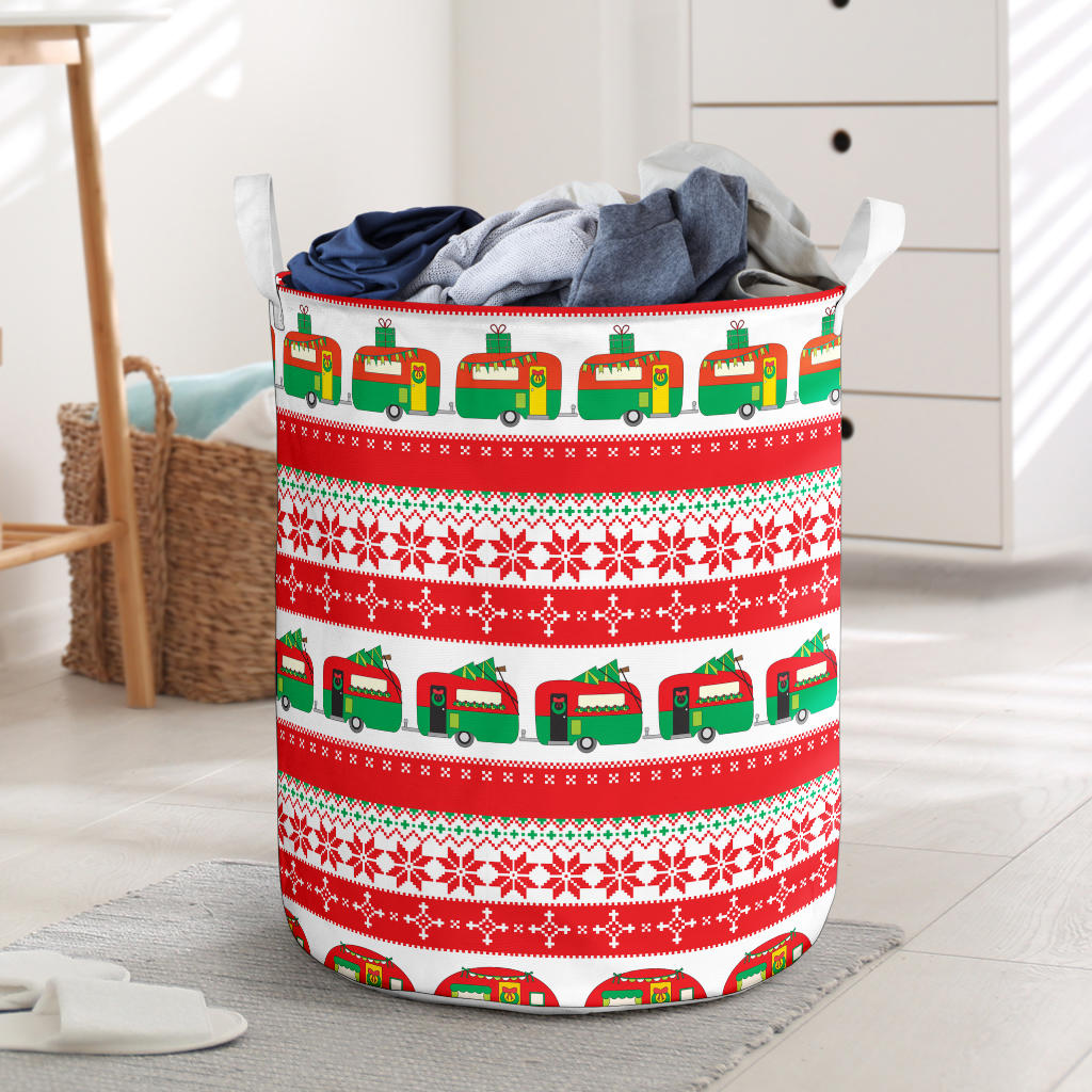 Camper Camping Ugly Christmas Design Print Laundry Basket