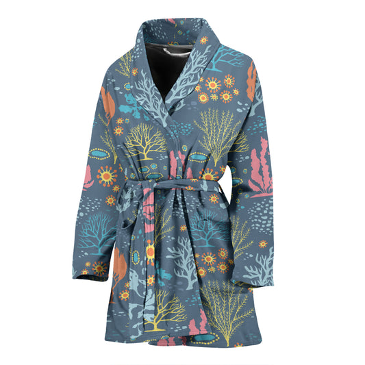 Seaweed Print Design LKS304 Women Bathrobe
