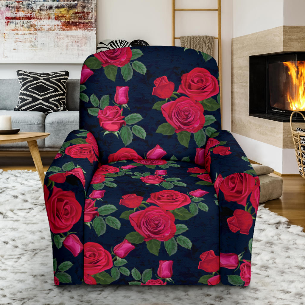 Rose Pattern Print Design A04 Recliner Slipcover with Pocket