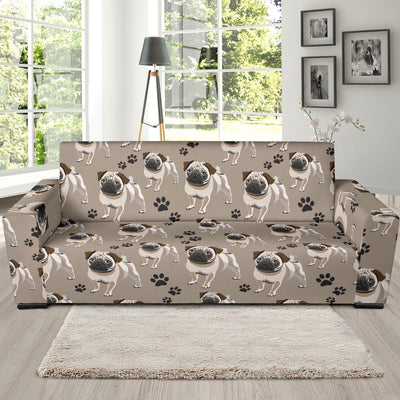 Pug Pattern Print Design A04 Sofa Slipcover