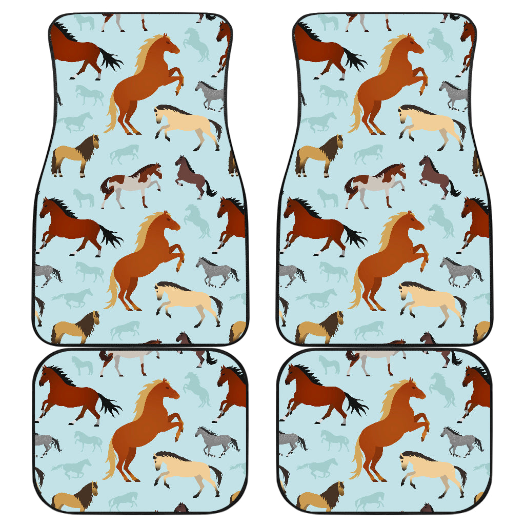 Horse Cute Themed Pattern Print Car Floor Mats Front Back