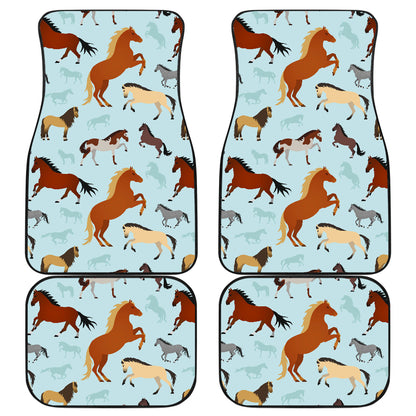 Horse Cute Themed Pattern Print Car Floor Mats Front Back
