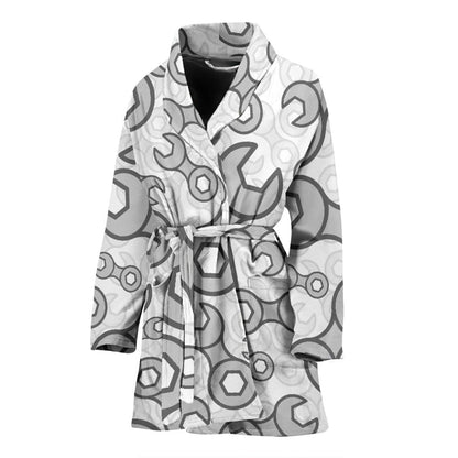 Mechanic Pattern Print Design 05 Women Bathrobe