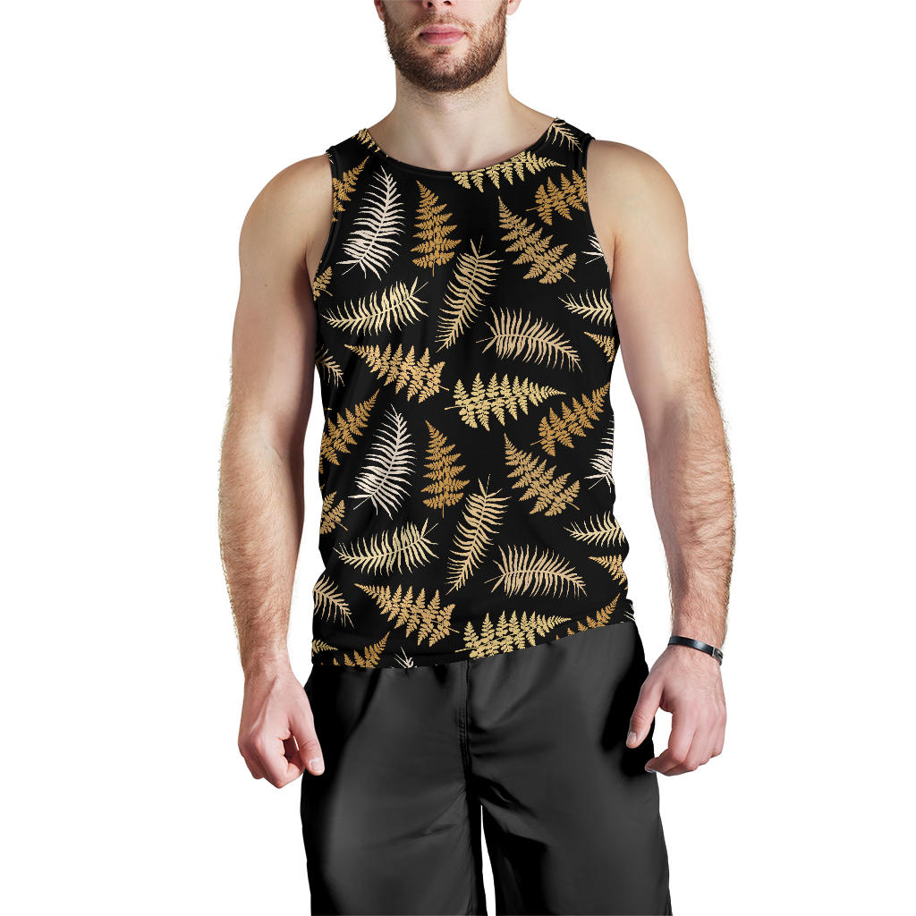Fern Leave Bright Print Pattern Men Tank Top