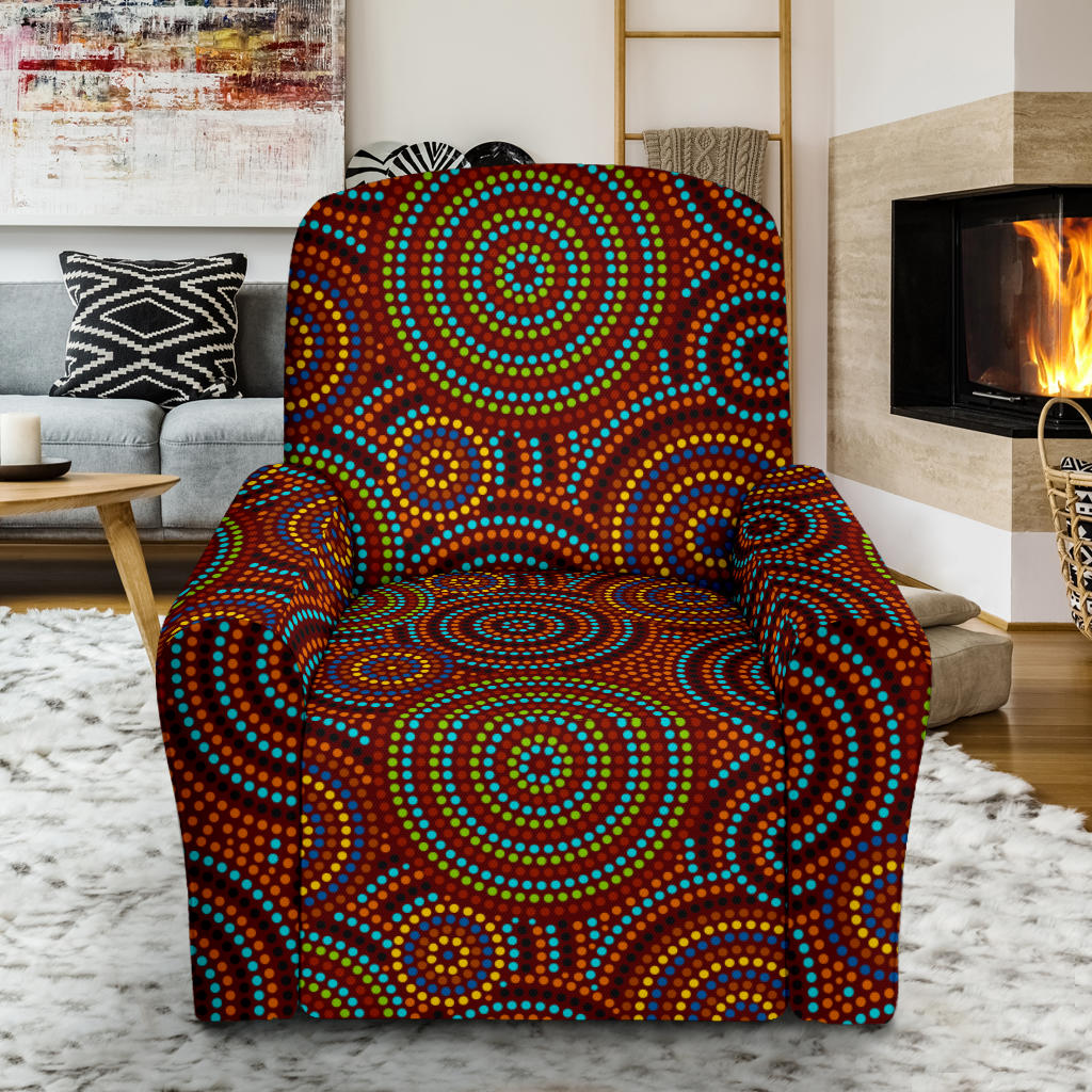 Aboriginal Print Design LKS403 Recliner Slipcover with Pocket