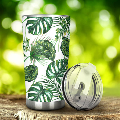 Green Pattern Tropical Palm Leaves Tumbler