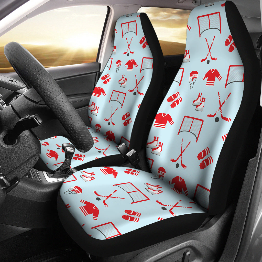 Hockey Red Equipment Print Design LKS305 Car Seat Covers