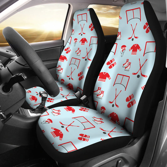 Hockey Red Equipment Print Design LKS305 Car Seat Covers