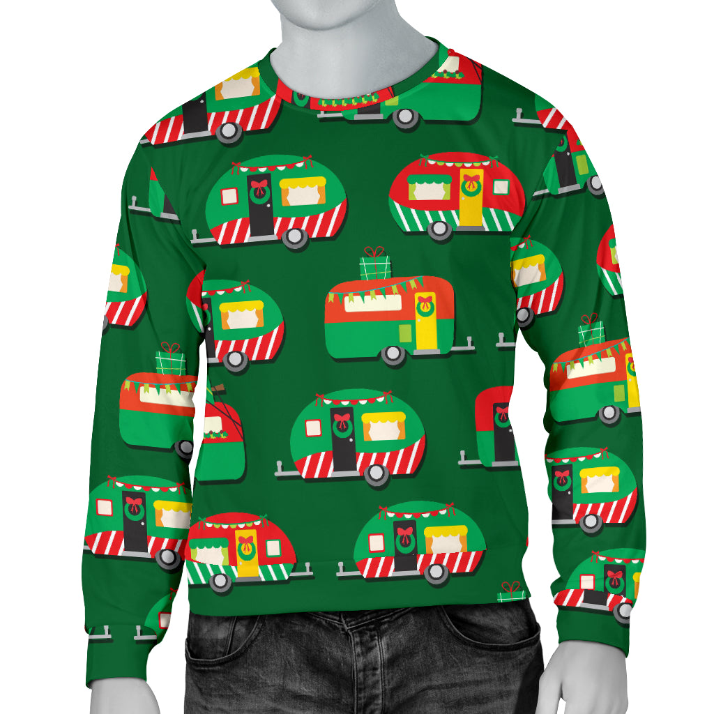 Camper Camping Christmas Themed Print Men Long Sleeve Sweatshirt