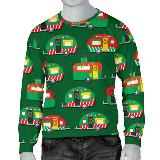Camper Camping Christmas Themed Print Men Long Sleeve Sweatshirt