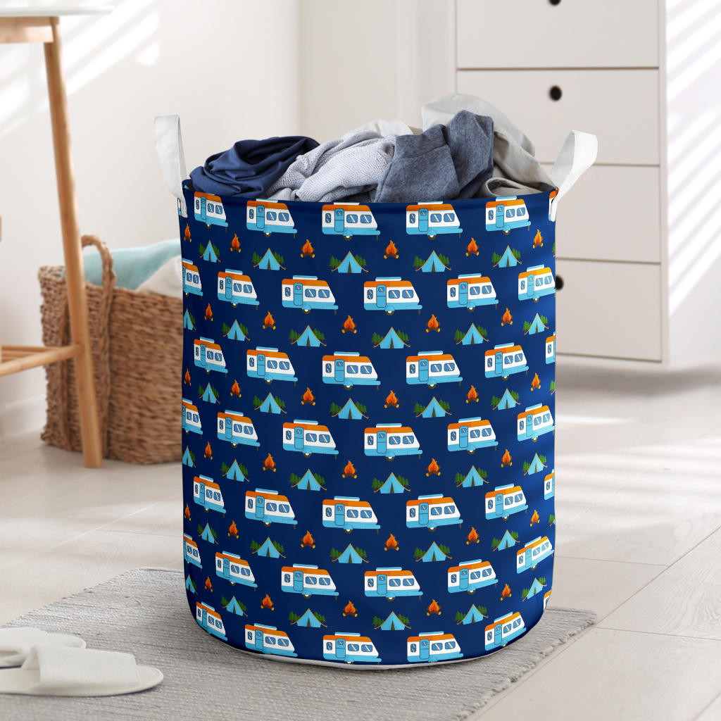 Camper Pattern Camping Themed No 3 Print Laundry Basket