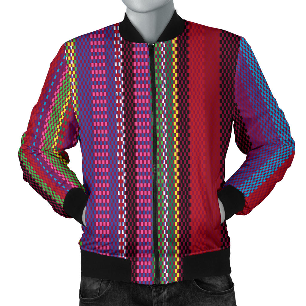 Serape Stripe Print Men Bomber Jacket