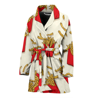 French Fried Pattern Print Design 01 Women Bathrobe