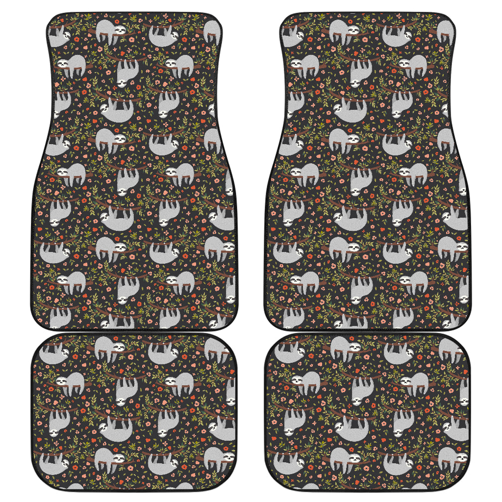 Sloth Cute Design Themed Print Car Floor Mats Front Back