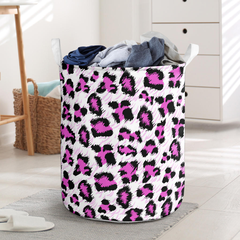 Leopard Pink Skin Print Laundry Basket